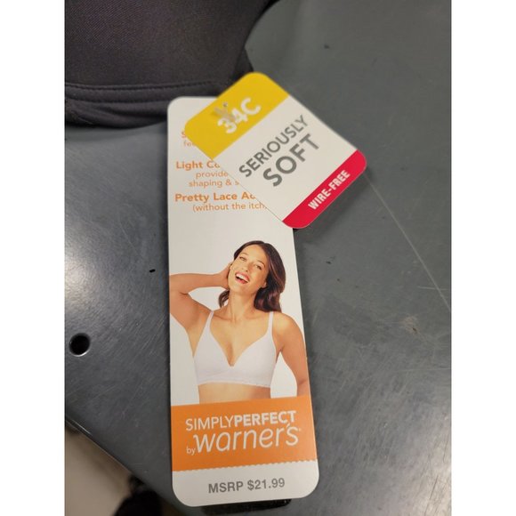 Warner's Simply Perfect Women's Supersoft Lace Wirefree Bra Size 34C - Picture 4 of 5